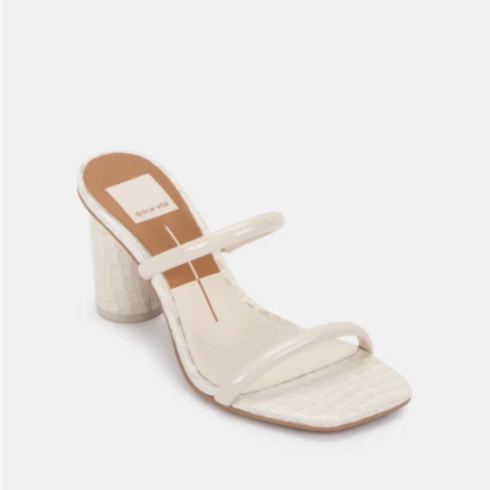 Dolce Vita Noles Ivory Patent Croc Heels